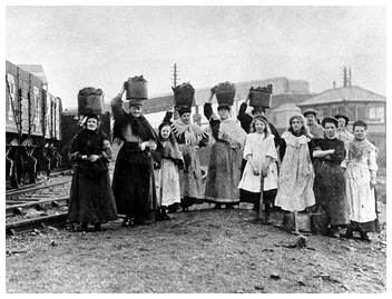 Children and wives of Aberdare Miners taking home coal from the tips during the 1910 "Block" Strike