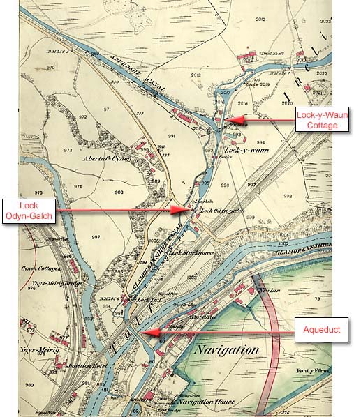 Cyffordd Camlas AberdÂr Â Chamlas Morgannwg a'r Navigation , Abercynon, ym 1868