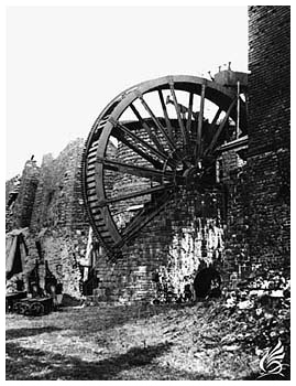 The Aberdare Ironworks made use of a waterwheel to provide blast from their opening in 1801. By 1869 two waterwheels of 40 feet in diameter and 5 feet wide were in use at the site