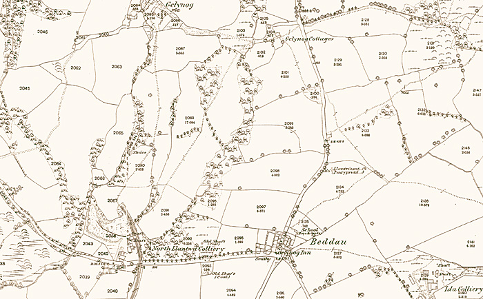 This 1878 map of the area clearly shows the lack of housing around Beddau at that time