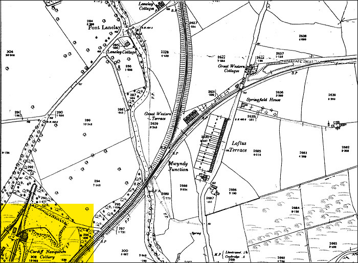 map showing Cardiff colliery
