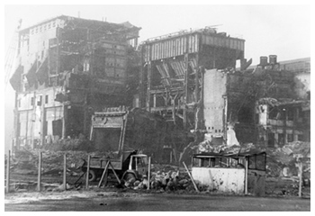 Demolition of the old power station at Upper Boat December 1976