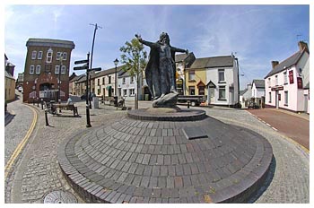 The Square - Llantrisant showing the statue of Dr.William Price 